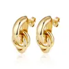 Tendencias de Moda Europeas y Americanas, Pendientes de Acero Inoxidable de Lujo Ligero, Estilo de Nicho de Gama Alta, Pendientes Geométricos Versátiles Chapados en Oro de 18 Quilates para Mujer