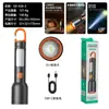 Linterna transfronteriza luz fuerte láser blanco superbrillante largo alcance exterior fuente de luz múltiple carga luz de trabajo COB linterna con gancho