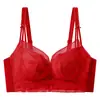 Sujetador push-up para senos pequeños con copa de palma, sin varillas, soporte lateral, sujetador de encaje, sujetador ajustable engrosado para mujer