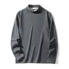 Bestseller de ropa para hombre transfronteriza: camisa de otoño cálida y gruesa de forro polar de doble cara con lana de oveja 320 y seda, camiseta básica de cuello alto, camiseta de manga larga
