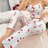 Amazon Europeo y Americano Transfronterizo Nuevo Sexy Malla Patchwork Estampado Pijama Set de Dos Piezas Ropa de Casa para Mujer Pijamas
