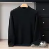 Cashmere com toque de bebê ~ Suéter de cashmere 100% puro, espessado de dupla camada, para homens, gola alta discreta, pulôver casual de negócios