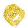 Joias Latão Banhado a Ouro Fênix Dourada Anel Aberto Feminino Retrô Joias de Casamento Carro Flor Anel Feminino