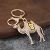 Chaveiro criativo de camelo do deserto fofo e colorido com pingente de animal para carro, acessório de metal com detalhes em diamantes e gotas de óleo