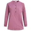 Camisa de Manga Larga para Mujer Tallas Grandes para Mamás, Corte Holgado Otoño 2026 Nueva Blusa de Algodón Puro de Longitud Media