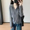 Y estilo simple~100% lana cremallera de doble sentido ajuste ceñido tejido de canalé cárdigan para mujer 26 nuevo otoño/invierno H091817
