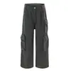 Naranja Juvenil # Pantalones cargo de pierna ancha con múltiples bolsillos funcionales para mujer, corte holgado, adelgazantes, relajados, modernos, versátiles, pantalones de largo completo