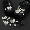 Zapatos Vintage Perforados con Abalorios de Alta Resistencia, Decoraciones de Flores Plateadas Perla, Hebillas de Zapato de Lujo y Accesorios para Zapatos de Ballet