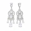 Pendientes de Borla con Forma de Corazón y Lágrima de Piedras Preciosas Deslumbrantes Italianos, Pendientes Estilo Palacio con un Toque de Lujo Ligero y Gama Alta, Pendientes Exagerados para Mujer
