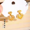 Loja de ouro Puzuo com fio de areia de ouro trefilado diamante Xiangyun Ruyi fecho brincos brincos novos brincos chineses de alta qualidade para mulheres