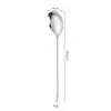 Acero Inoxidable 304 Cuchara Coreana Tenedor Estilo Coreano Mango Largo Engrosado Cuchara para Comer y Beber en Casa Cuchara Mezcladora Cuchara para Postre