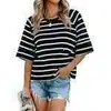 Amazon Transfronterizo 2026 Verano Estilo Europeo y Americano Patchwork Color Sólido Cuello Redondo Holgado Top Camiseta con Mangas Acampanadas