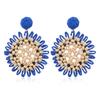 Brincos de verão europeus e americanos novos de ráfia flor redonda tecida girassol exagerado único simples brincos brincos