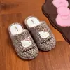 Pantuflas de algodón auténticas de Kitty para mujer, pantuflas de felpa para interior de invierno en casa, pantuflas de felpa cálidas para el hogar en invierno