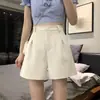 Shorts de Traje para Mujer Verano 2023 Nuevos de Cintura Alta Adelgazantes Negros Forma A Ropa Exterior Casual Sueltos de Pierna Ancha talla grande