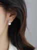 S925 Sterling Silver Princesa Shijia Brincos de Pérola Brincos High-end Temperamento Temperamento Flash Diamante Simples Brincos de Princesa Mulheres