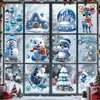 Adesivos de Natal Atacado Série Azul Boneco de Neve de Natal Floco de Neve Cena de Shopping Center de Natal Layout Vidro da Janela