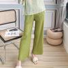Calças de Perna Larga Miyake Femininas Cintura Alta Caimento Solto Emagrecimento Verão Novo Elegante Combinação Total Calças Casuais Plissadas de Nove Pontos