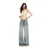 Jeans Radiales de Diseño de Bigotes de Verano 2026 Nuevos de Moda Estilo Americano de Cintura Baja Sueltos de Pierna Ancha para Mujer