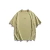 Roupa Masculina Beijie 2026 Verão Novo Estilo Desconstruído Costura Contrastante Manga Curta Camiseta Masculina Manga Raglan Estampada Meia Manga Top Tee