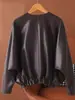 26 Nueva Chaqueta de Cuero Holgada Estilo Casual Otoño e Invierno Batman para Mujer, Versátil Ajustada Manga Larga Suave Cuero Top Tendencia