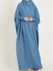 Vestido Casual de Color Sólido de Talla Grande para Mujer, Estilo Europeo y Americano Transfronterizo, Holgado, con Mangas Puño, Talla Única, Fábrica de Vestidos Largos