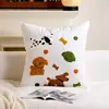 Almofada de Pelúcia Desenho Animado para Uso Doméstico, Almofada Quadrada Fofa para Cabeceira de Cama, Removível e Lavável, Bordado de Toalha para Escritório, Almofada de Apoio Lombar