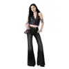 Tecido elástico de bambu transfronteiriço outono 2026 novo jeans feminino de cintura média-baixa, solto, não apertado, micro-flare