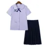Uniforme escolar tailandês camisa de água pequena roxo estudante Branco manga curta jk high school verão faculdade estilo camisa da classe feminina