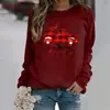 Sudadera Nueva Amazon Cuadros Rojos Camión Árbol de Navidad Patrón Impreso Manga Larga Cuello Redondo Sudadera Mujer