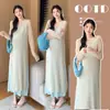 Em estoque Moda Coreana Saia Lingerie de Seda de Gelo para Mulheres Grávidas Conjunto de Vestido de Tricô Duas Peças para Mulheres Grávidas