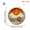 Pintura Circular Colgante de Madera Estilo Nórdico Transfronterizo Serie Mundo Submarino Paisaje Natural Pintura de Decoración de Pared para el Hogar