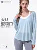 Ropa de Yoga Nueva para Otoño e Invierno Top Cubre-todo Cuello en U Grande Holgado Transpirable Fitness Manga Larga Versátil Ropa Exterior Deportiva