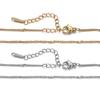 Collar de acero inoxidable con lentejuelas prensadas en los laterales, cadena de clavícula de acero de titanio chapada en oro real de 18 quilates, accesorios de joyería de cadena lisa DIY