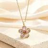 Colgante de Tulipan Dorado con Goteo de Aceite Estilo Francés para Mujer, Chapado en Oro Real, Suave, Delicado, Collar de Serie de Flores de Alta Gama