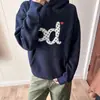 Sudadera con Capucha de Letra Americana para Mujer en Otoño e Invierno Forrada de Polar para Heattech y Relajarse, Holgada, Casual, a la Moda y Versátil