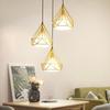 Lustre de restaurante de três braços Criativo nórdico lustre de diamante estilo industrial dourado loft café bar luminárias atacado