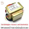 Transformador de áudio tipo EI de cobre 50W 220V para 220V 1:1 com cabo de aterramento de entrada com capa de blindagem anti-interferência