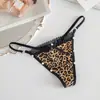 One Piece [Estampa de Leopardo Pérola] Tanga Sexy Roupa Íntima Feminina Quente Divertida Borda de Renda Tanga Tentação