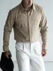 Camisa para Hombre 2026 Otoño/Invierno Modal Crujiente Caída Amigable con la Piel Camisa Ligera de Negocios Fácil Cuidado para el Viaje Diario Casual con Botones