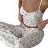Traje de pijama de punto jacquard estampado de verano transfronterizo europeo y americano, tirantes frescos y transpirables, ropa de casa para mujer, 2025