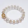 Chuva de Flores de Pera FrescorPulseira de Cristal Branco Natural para Mulheres, Versátil Folha de Ouro Peixe Koi Pulseira Brilhante da Moda Atacado
