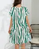 Vestido Solto Estampado de Gola Redonda Feminino Plataforma Independente Amazon Primavera/Verão 2026 Estilo Férias na Praia Trabalho Manga Curta