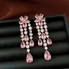 Pendientes de Flor de Zircón con Aguja de Plata Transfronterizos Europeos y Americanos, Pendientes Versátiles Exquisitos y de Moda, Pendientes de Lujo Ligero de Gama Alta para Mujeres, Estilo de Nicho