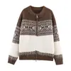 Moda Europea y Americana Transfronteriza, Artículo Más Vendido en Aliexpress, Cárdigan de Punto Jacquard con Doble Cremallera