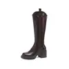 First Encounter Temporada 2026 Otoño/Invierno Botas Nuevas para Mujer Tacón Grueso Botas Adelgazantes Caña Alta Suela Gruesa Botas Rider Petite
