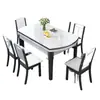 Mesa de comedor con tapa de losa de roca, mesa y sillas de comedor modernas minimalistas, mesa de comedor de madera maciza para uso doméstico, convertible en mesa redonda, mesa de comedor duradera