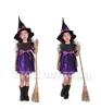 Cosplay Halloween Crianças Traje de Bruxa Morcego Saia de Gaze Roxa Elfo Bruxa Traje Bala
