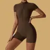 Mono de múltiples colores con cuello alto y cremallera, pantalón de fitness de una pieza de manga larga, mono deportivo ajustado para glúteos de durazno