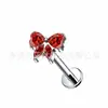 Brincos de Coração com Laço em Liga de Titânio F136 Tachas para Osso da Orelha G23 Tachas para Lábio Acessórios de Joias para Piercing Corporal